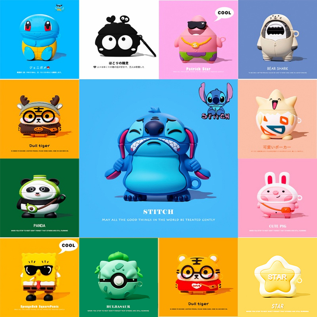 Vỏ Bảo Vệ Hộp Sạc Tai Nghe Airpods Propods3gencase 2021 New Forpods3 Hình Stitch Hoạt Hình Đáng Yêu