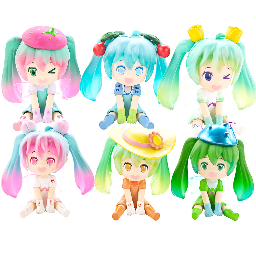 Set 6 Mô Hình Nhân Vật Hatsune Miku 8cm Trang Trí Bánh Kem