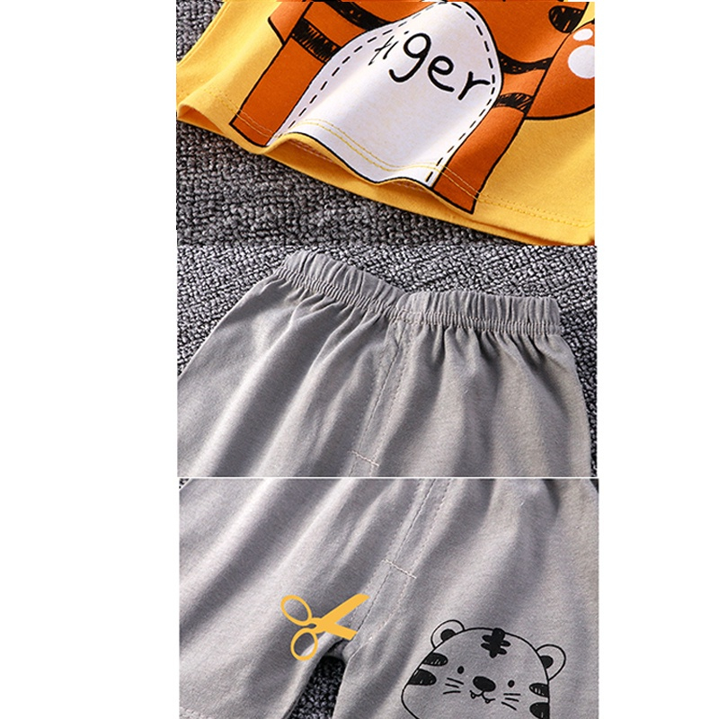 Bộ đồ SANITKUN gồm áo thun tay ngắn in hoạt hình phối quần short thoáng khí thời trang mùa hè dành cho trẻ em