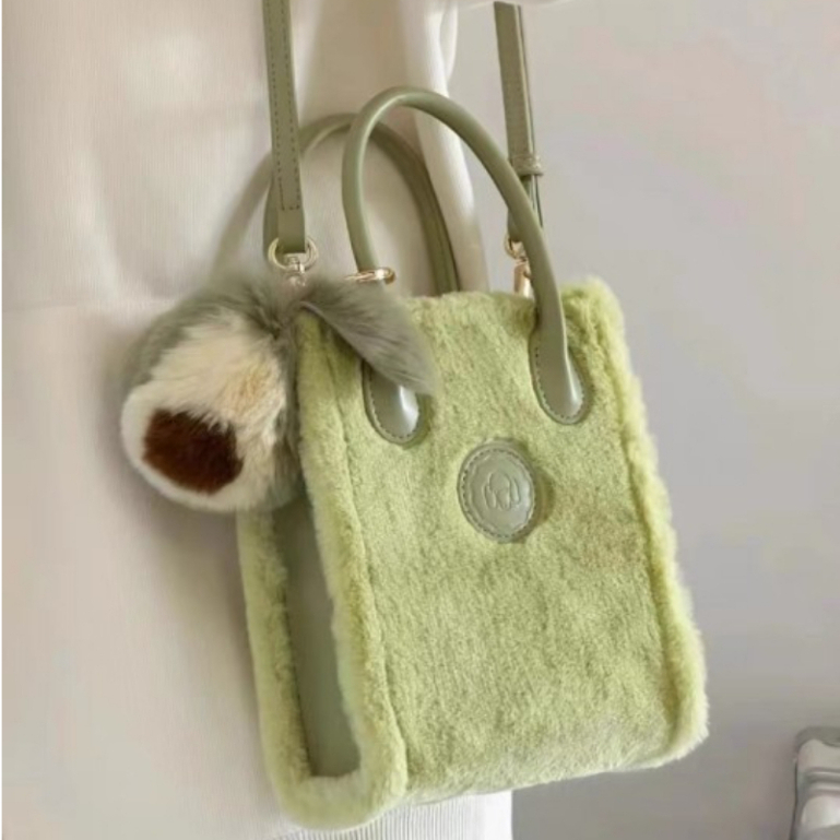 JUST STAR Túi Xách Lông Nhung Mềm Mại Hình Quả Bơ Thời Trang