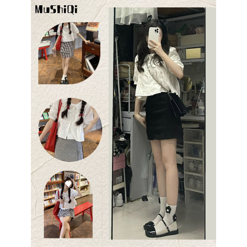 Áo Sơ Mi Cổ Búp Bê Thiết Kế Mới Xinh Xắn Thời Trang Dành Cho Nữ