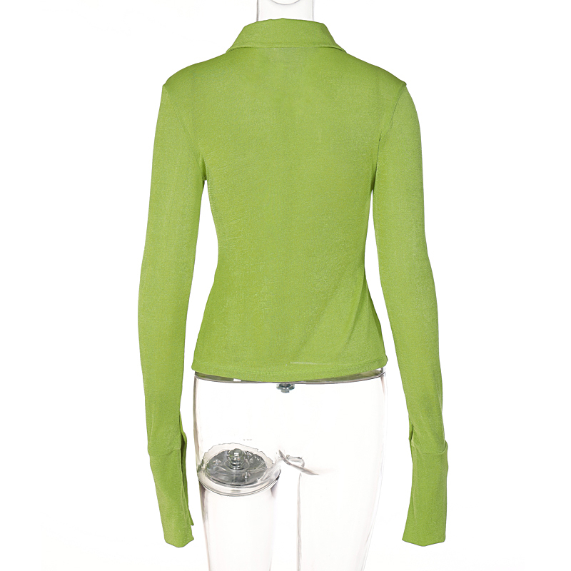 Áo Sơ Mi Tay Dài Cổ Chữ V Cài Khuy Màu Sắc Trơn Cho Nữ CY03-