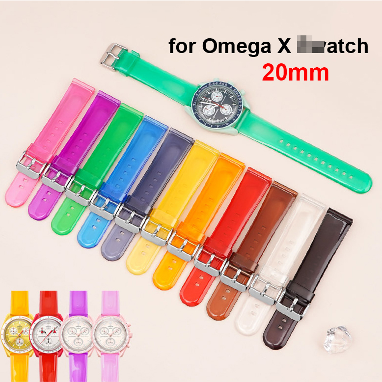 Dây Đeo Đồng Hồ Bằng Nhựa Pvc Mềm Trong Suốt 20mm Tháo Gỡ Nhanh Chống Nước Cho Omega Joint Planet Series