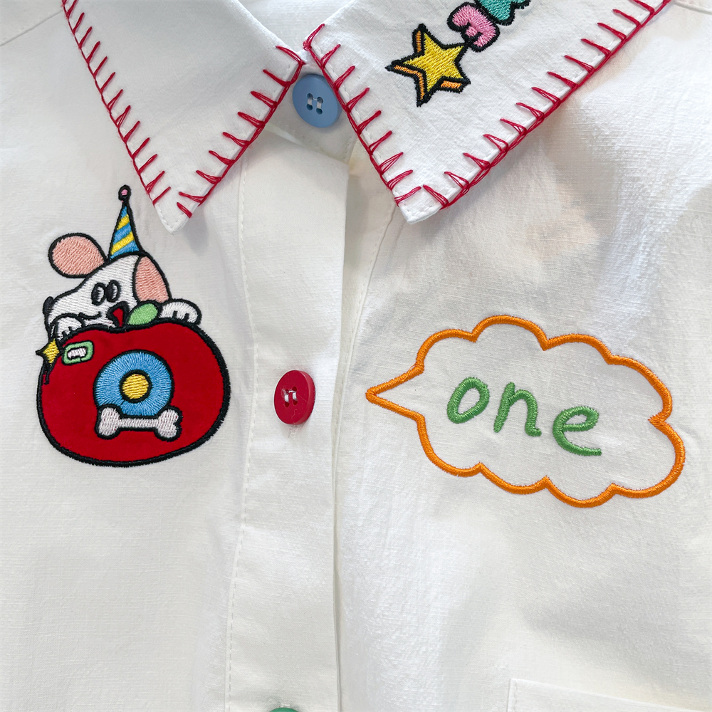 Áo Sơ Mi Thêu Họa Tiết Hoạt Hình Phong Cách Hong Kong Thời Trang Mùa Hè Cho Cặp Đôi