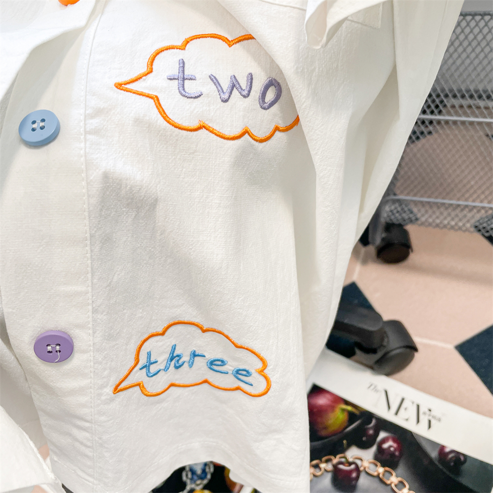 Áo Sơ Mi Thêu Họa Tiết Hoạt Hình Phong Cách Hong Kong Thời Trang Mùa Hè Cho Cặp Đôi