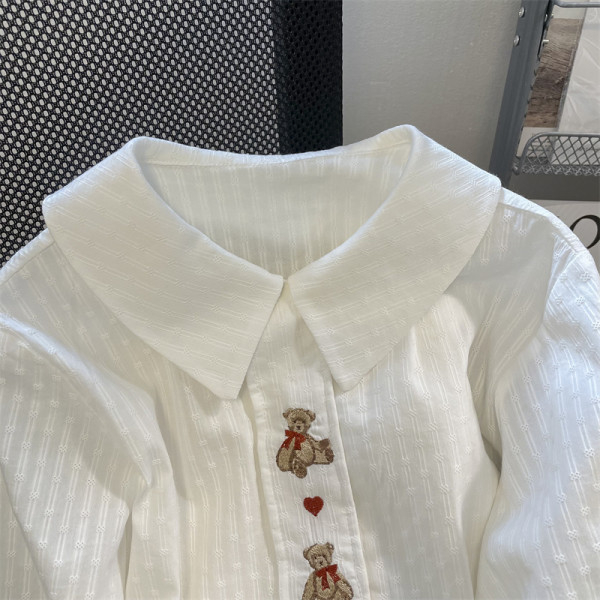 Áo Sơ Mi Ngắn Tay Cổ Búp Bê In Hoa Eo Cao Thời Trang Mùa Hè Dành Cho Nữ