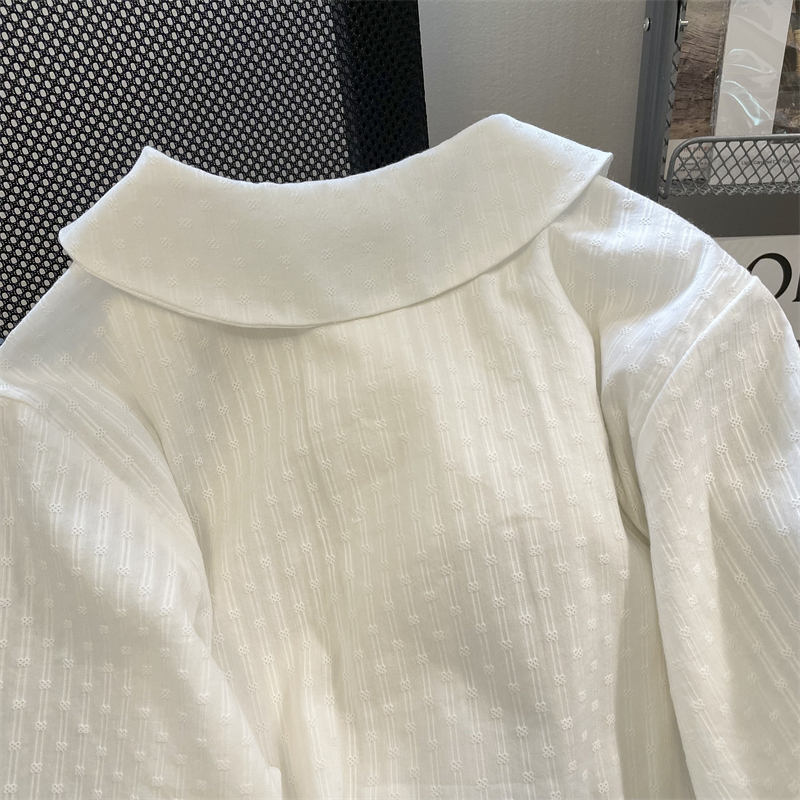 Áo Sơ Mi Ngắn Tay Cổ Búp Bê In Hoa Eo Cao Thời Trang Mùa Hè Dành Cho Nữ