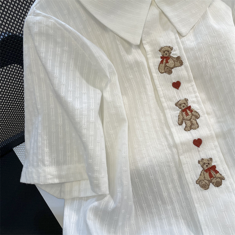 Áo Sơ Mi Ngắn Tay Cổ Búp Bê In Hoa Eo Cao Thời Trang Mùa Hè Dành Cho Nữ