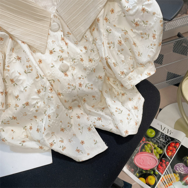 Áo Sơ Mi Ngắn Tay Cổ Búp Bê In Hoa Eo Cao Thời Trang Mùa Hè Dành Cho Nữ