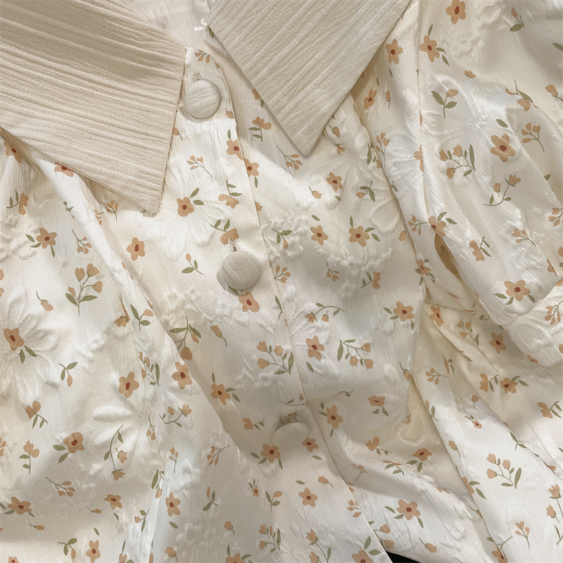 Áo Sơ Mi Ngắn Tay Cổ Búp Bê In Hoa Eo Cao Thời Trang Mùa Hè Dành Cho Nữ