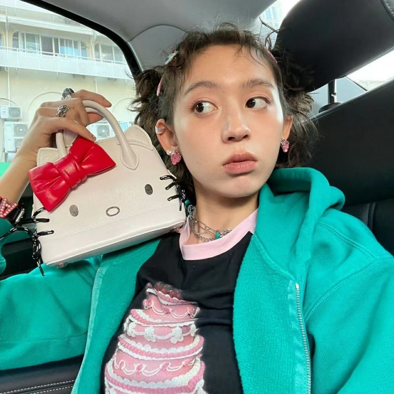 Túi Đeo Chéo Hình Tai Mèo Đính Nơ Xinh Xắn Cho Nữ