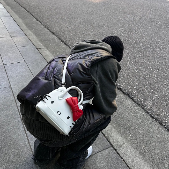 Túi Đeo Chéo Hình Tai Mèo Đính Nơ Xinh Xắn Cho Nữ