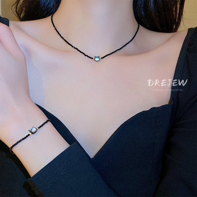 DREJEW Vòng tay đá mắt mèo vàng người nổi tiếng trên internet với cùng một thiết kế thích hợp chuỗi xương đòn Vòng cổ thời trang đơn giản