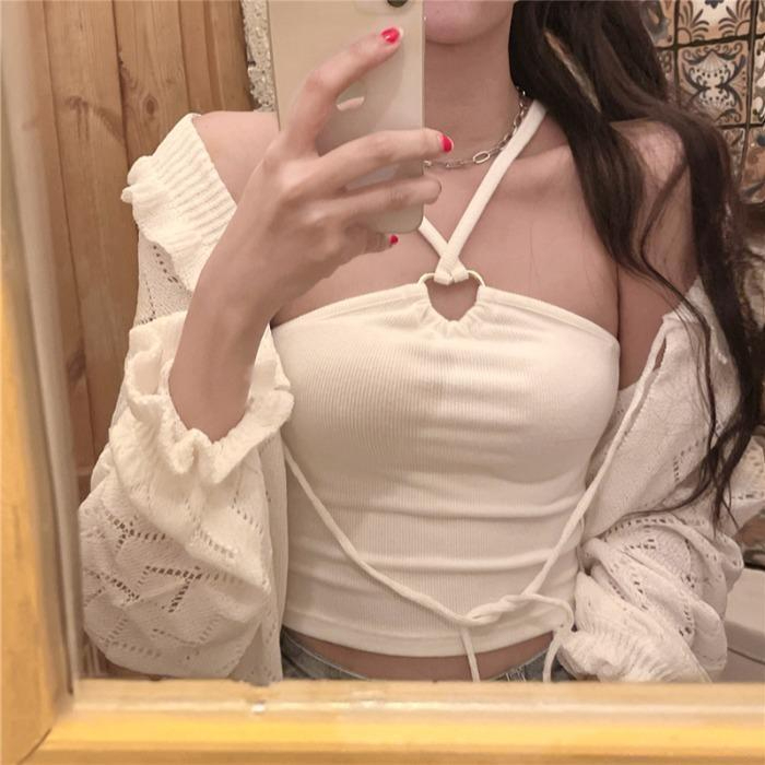 ZHELIHANGFEI Áo Hai Dây Hở Lưng Dáng Ôm Thời Trang Quyến Rũ Cho Nữ