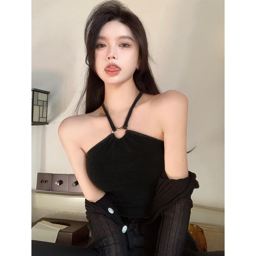 ZHELIHANGFEI Áo Hai Dây Hở Lưng Dáng Ôm Thời Trang Quyến Rũ Cho Nữ