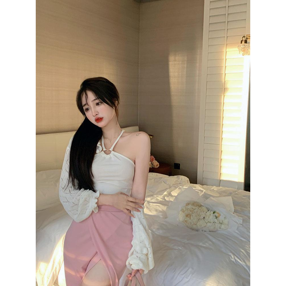 ZHELIHANGFEI Áo Hai Dây Hở Lưng Dáng Ôm Thời Trang Quyến Rũ Cho Nữ