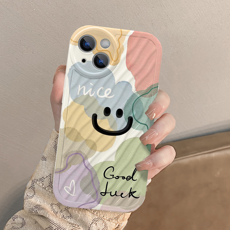 Ốp Điện Thoại Màu Gradient Hình Mặt Cười Cho iPhone 11Pro 12 13 14 Pro MAX 7 8 Plus 6s 6Plus X XR XS MAX SE