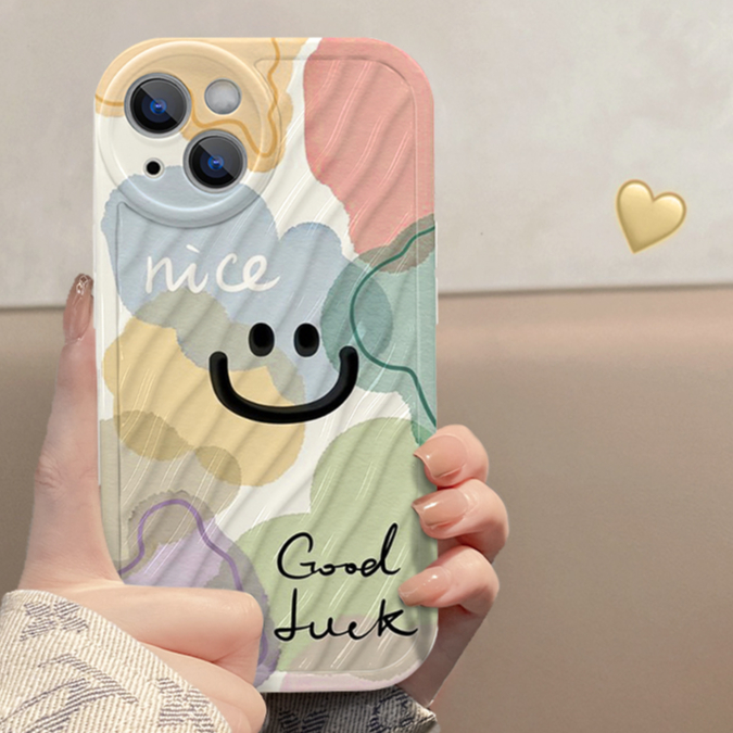 Ốp Điện Thoại Màu Gradient Hình Mặt Cười Cho iPhone 11Pro 12 13 14 Pro MAX 7 8 Plus 6s 6Plus X XR XS MAX SE