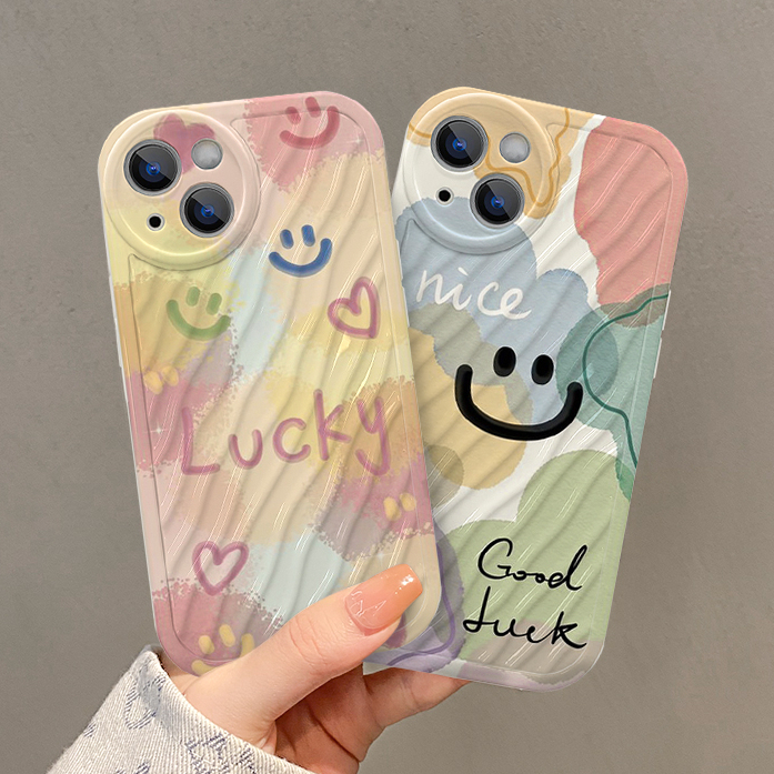 Ốp Điện Thoại Màu Gradient Hình Mặt Cười Cho iPhone 11Pro 12 13 14 Pro MAX 7 8 Plus 6s 6Plus X XR XS MAX SE