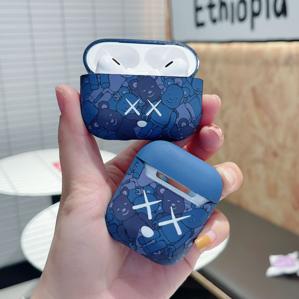 Vỏ Bảo Vệ Hộp Sạc Tai nghe không dây Airpods 3 Pro 1 / 2 Hình Gấu Màu Nhám Dễ Thương