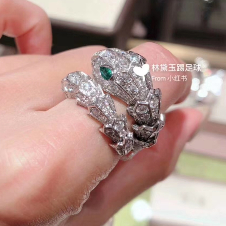 Nhẫn Đôi Mạ Bạc Hình Xương Rắn Đính Đá Phong Cách Châu Âu