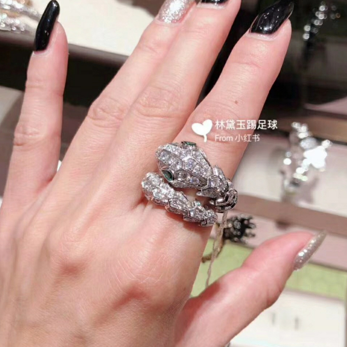 Nhẫn Đôi Mạ Bạc Hình Xương Rắn Đính Đá Phong Cách Châu Âu
