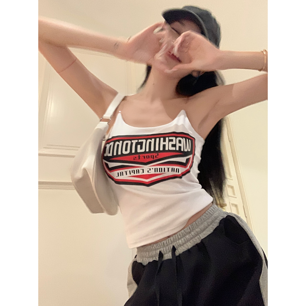 QADCOL Áo Hai Dây Có Đệm Ngực Màu Đen Ngọt Ngào Và Mát Mẻ Dành Cho Nữ Mặc Mùa Hè