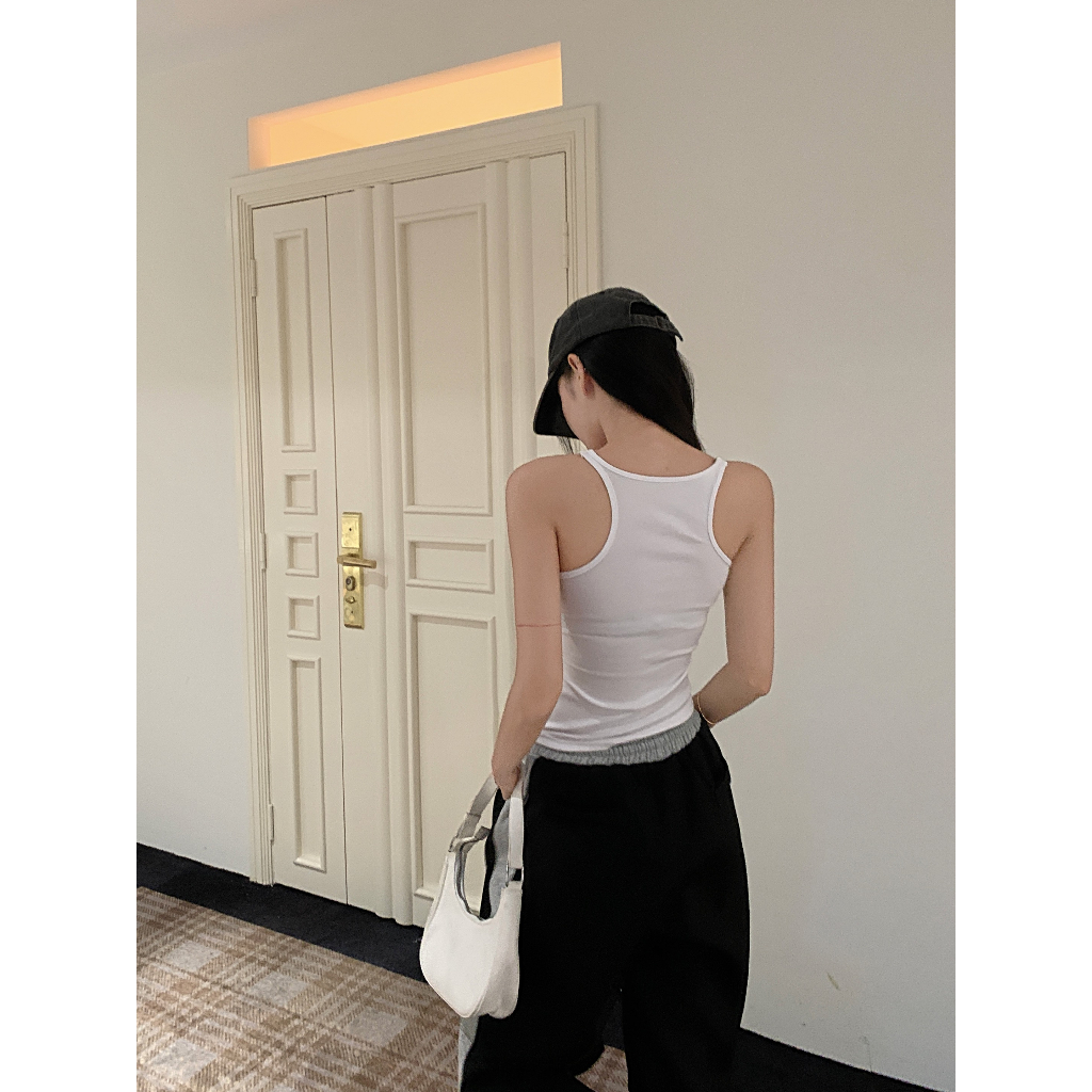 QADCOL Áo Hai Dây Có Đệm Ngực Màu Đen Ngọt Ngào Và Mát Mẻ Dành Cho Nữ Mặc Mùa Hè