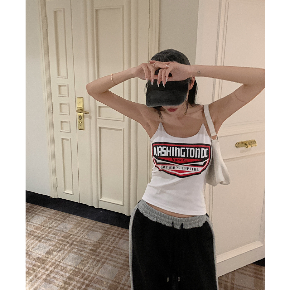 QADCOL Áo Hai Dây Có Đệm Ngực Màu Đen Ngọt Ngào Và Mát Mẻ Dành Cho Nữ Mặc Mùa Hè