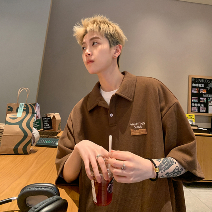 Áo polo Màu Trơn Dáng Rộng Thời Trang Mùa Hè Cho Nam