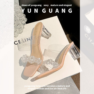 Xăng đan cao gót YUNGUANG trong suốt thời trang dành cho nữ