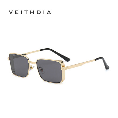 Kính mát VEITHDIA S21033 gọng vuông kim loại phong cách retro thời trang unisex