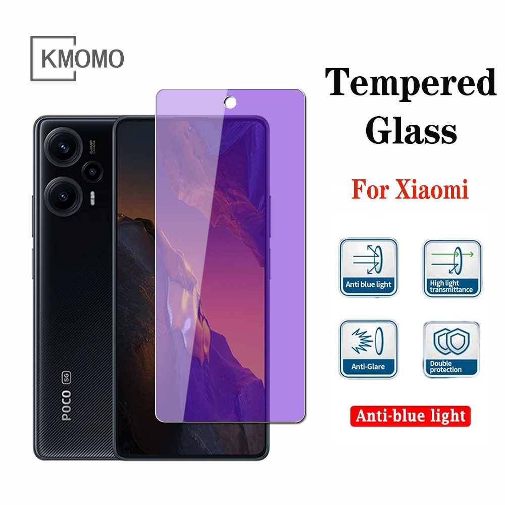 Kính Cường Lực Chống Ánh Sáng Xanh Cho Xiaomi POCO F5 X5 Pro C65 M5 M5s X3 NFC F3 M3 X4 M4 F4 GT F2 Pro C40 Mi 12T 11T Pro 12 11 Lite Sự Bảo Vệ