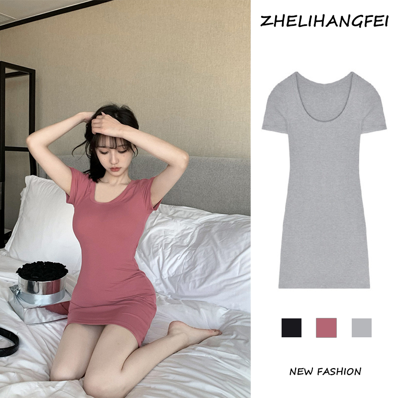 ZHELIHANGFEI  Đầm Ngắn Ôm Eo Màu Hồng Quyến Rũ Cho Nữ