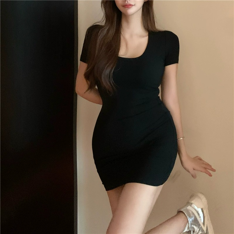 ZHELIHANGFEI  Đầm Ngắn Ôm Eo Màu Hồng Quyến Rũ Cho Nữ