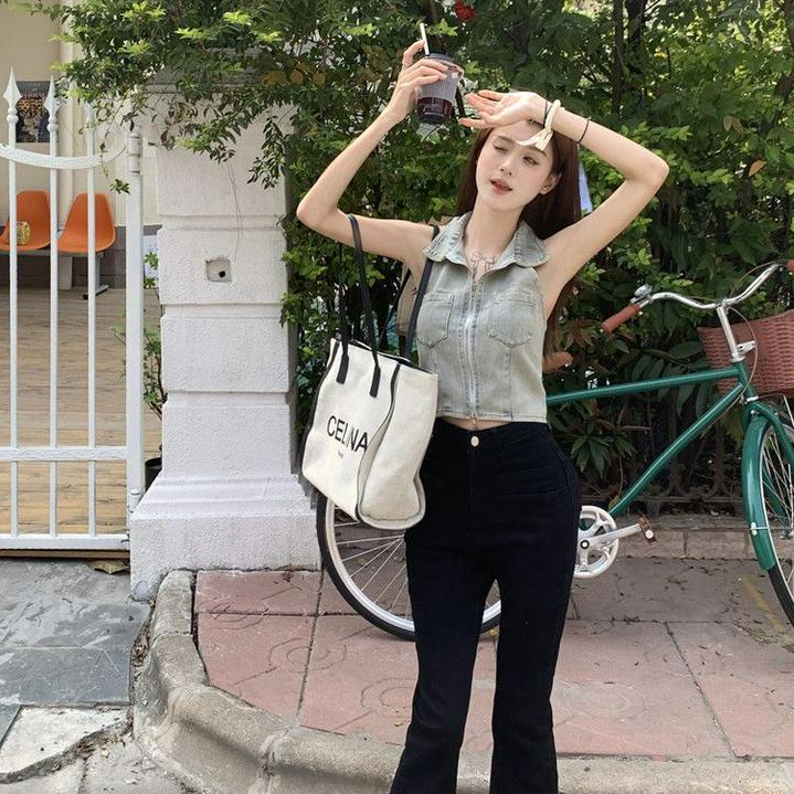 DAODIE áo croptop áo vest gile jean nữ Thiết kế ít người cao eo slim hottie ngắn 2023 NEW MAY1931 A29J1AC | BigBuy360 - bigbuy360.vn