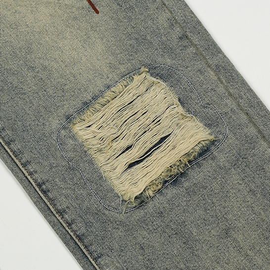 Jiashucheng Quần Jean Rách Dáng Suông In Chữ Cá Tính Thời Trang Phong Cách Đường Phố Retro