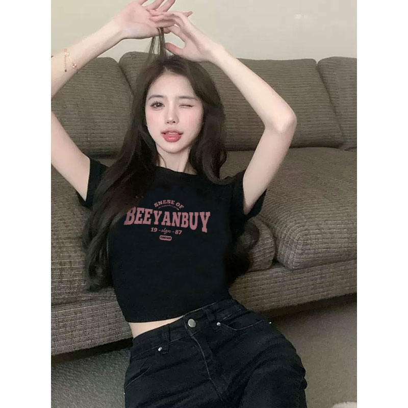 Cocory vn Áo Thun Nữ Ngắn Tay In Chữ sexy