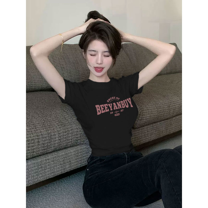 Cocory vn Áo Thun Nữ Ngắn Tay In Chữ sexy