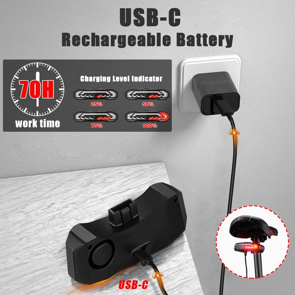 Đèn Đuôi Xe Đạp Thông Minh Chống Thấm Nước Có Thể Sạc Lại Kèm Còi Báo Hiệu Và Đèn Phanh