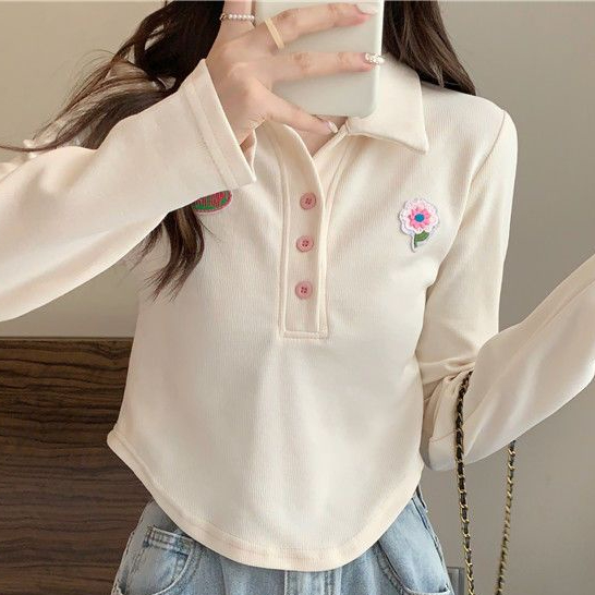 Jiashucheng Áo Thun Polo Tay Dài Dáng Ôm Phong Cách Mới Mùa Thu Độc Đáo Niche