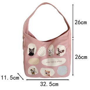 Túi Xách Canvas Cỡ Lớn In Họa Tiết Động Vật Dễ Thương Cho Học Sinh