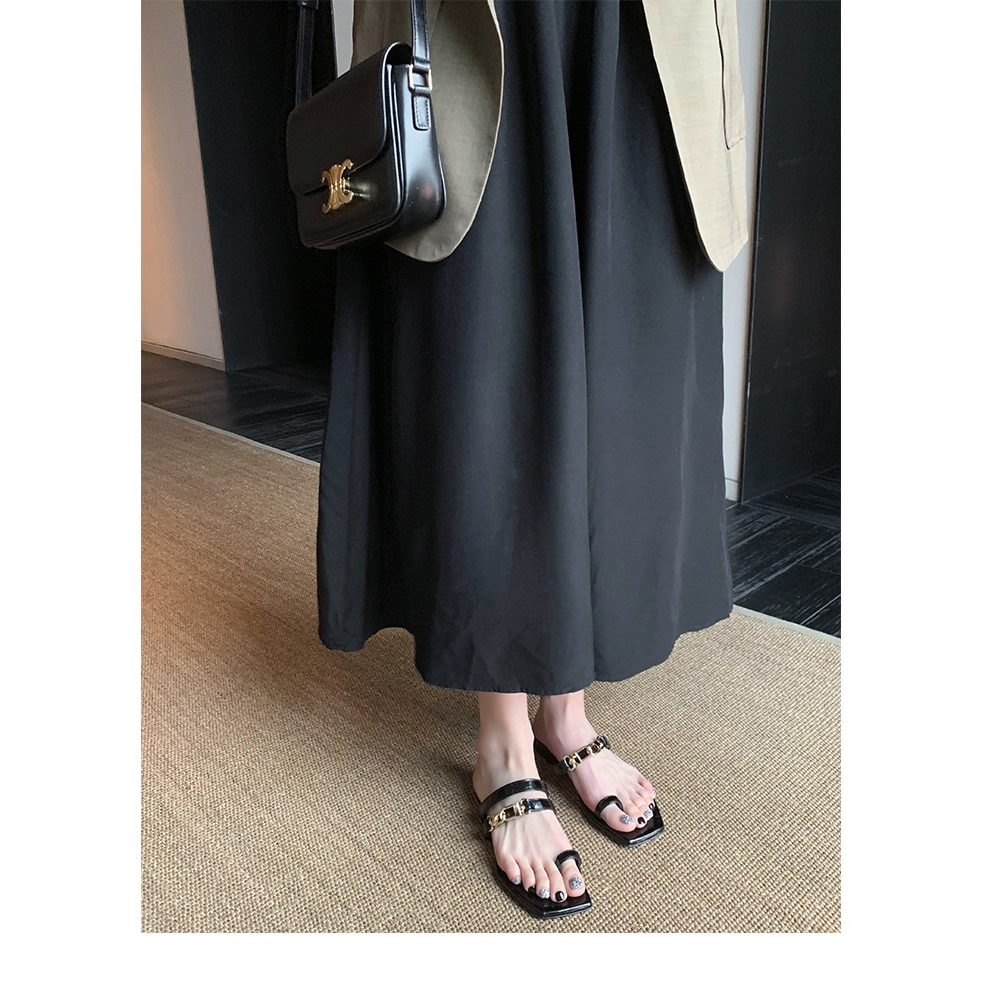 Dép Đế Bằng Mũi Vuông Họa Tiết Da Cá Sấu Thời Trang Cho Nữ