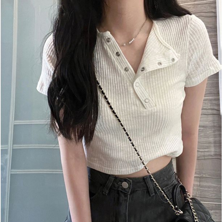 Jiashucheng Áo Thun Tay Ngắn Màu Trắng Dáng Ôm Thời Trang Mùa Hè Hàng Mới Dành Cho Bạn Nữ