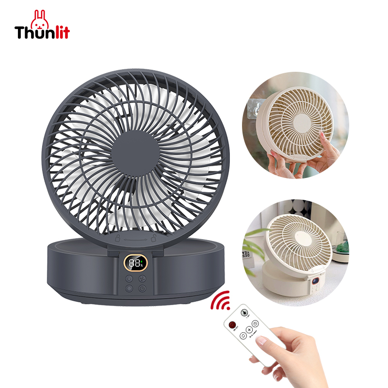 Quạt treo tường lắc đầu Thunlit 4000mAh 7 Inch gắn tường có đèn ban đêm đa ứng dụng cho gia đình hoặc cắm trại