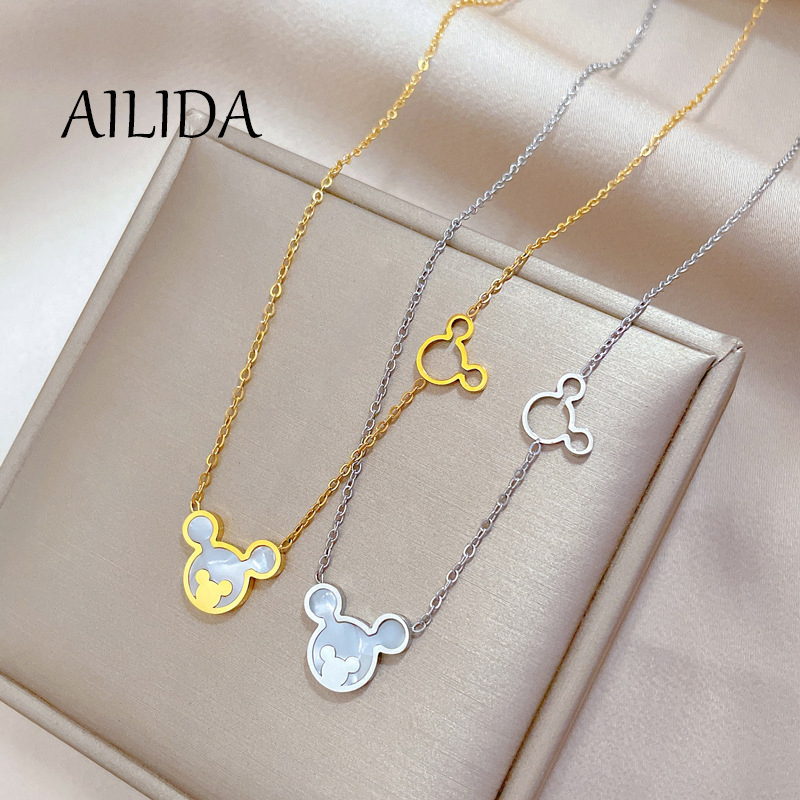 Phụ Kiện Dây Chuyền Mạ Vàng Thật Xương Quai Xanh Chuột Phong Cách Tối Giản Cho Nữ ins