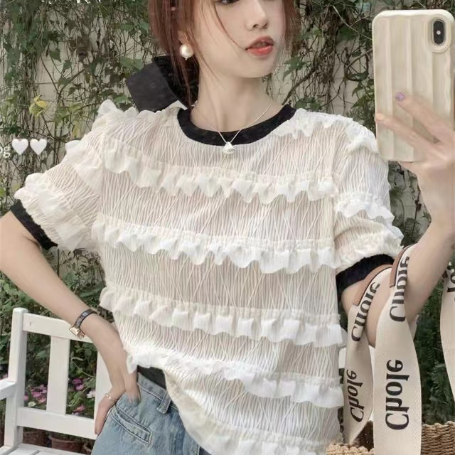 Áo Kiểu Tay Phồng Ngắn Dáng Rộng Thời Trang Hàn Quốc Cho Nữ