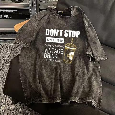 Áo Thun Tay Lỡ In Họa Tiết Đơn Giản Phong Cách Retro Size M-3XL