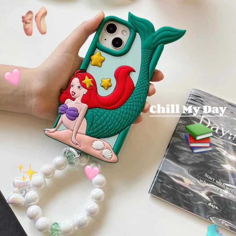 Ốp Điện Thoại Silicon Dẻo In Hình Công Chúa Disney Kèm Dây Đeo Cho Iphone