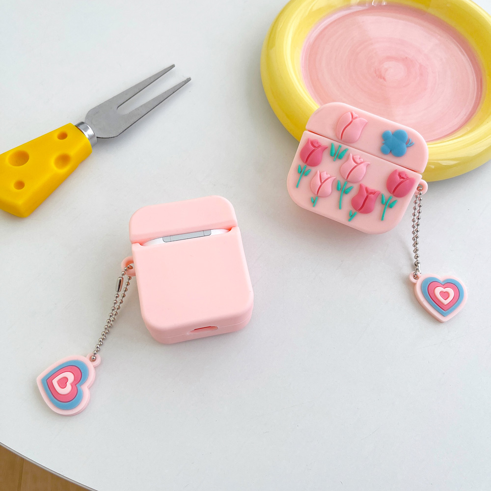 Vỏ Bảo Vệ Hộp Sạc Tai Nghe AirPods 1 2 3 pro 2 Bằng Silicon Hình Hoa Tulip 3D Dễ Thương